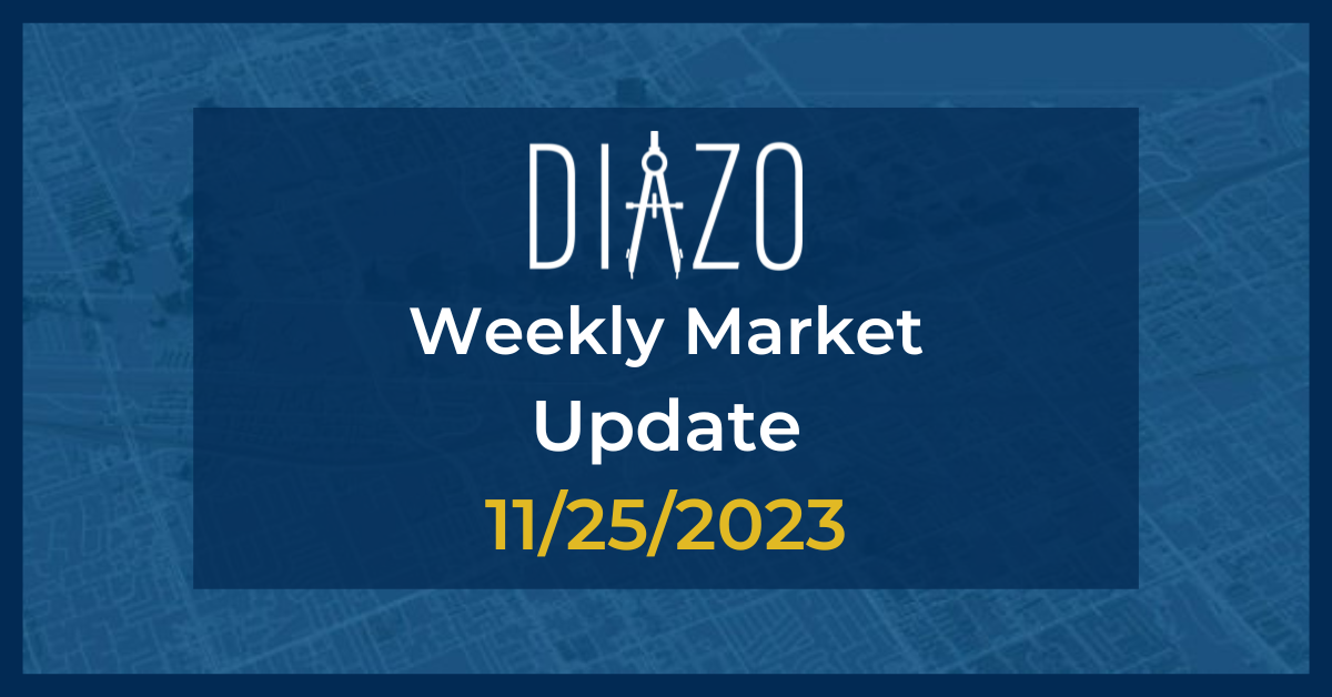 Blueprint image of Las Vegas in background with centered Navy blue box with white Diazo logo and text stating 