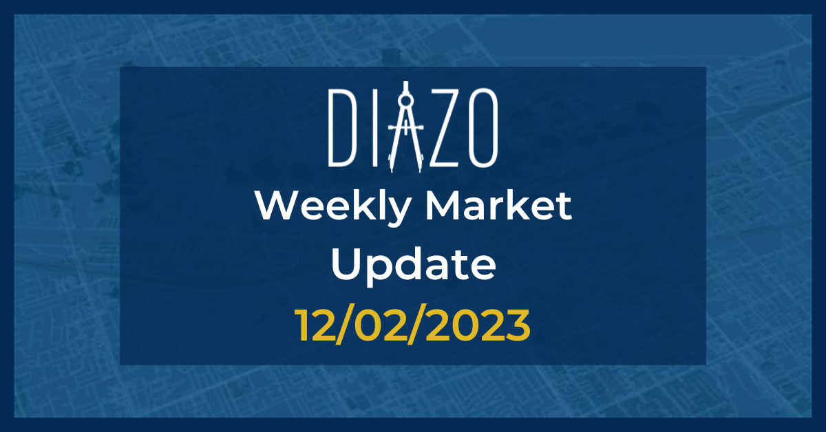 Blueprint image of Las Vegas in background with centered Navy blue box with white Diazo logo and text stating 