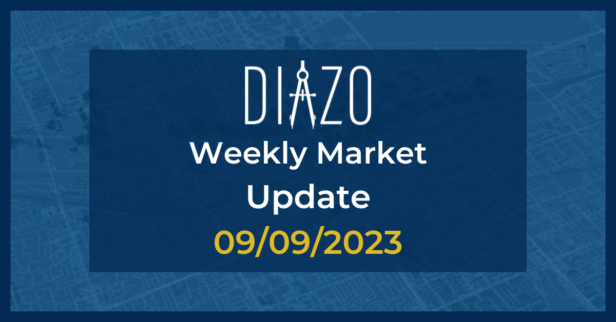 Blueprint image of Las Vegas in background with centered Navy blue box with white Diazo logo and text stating 