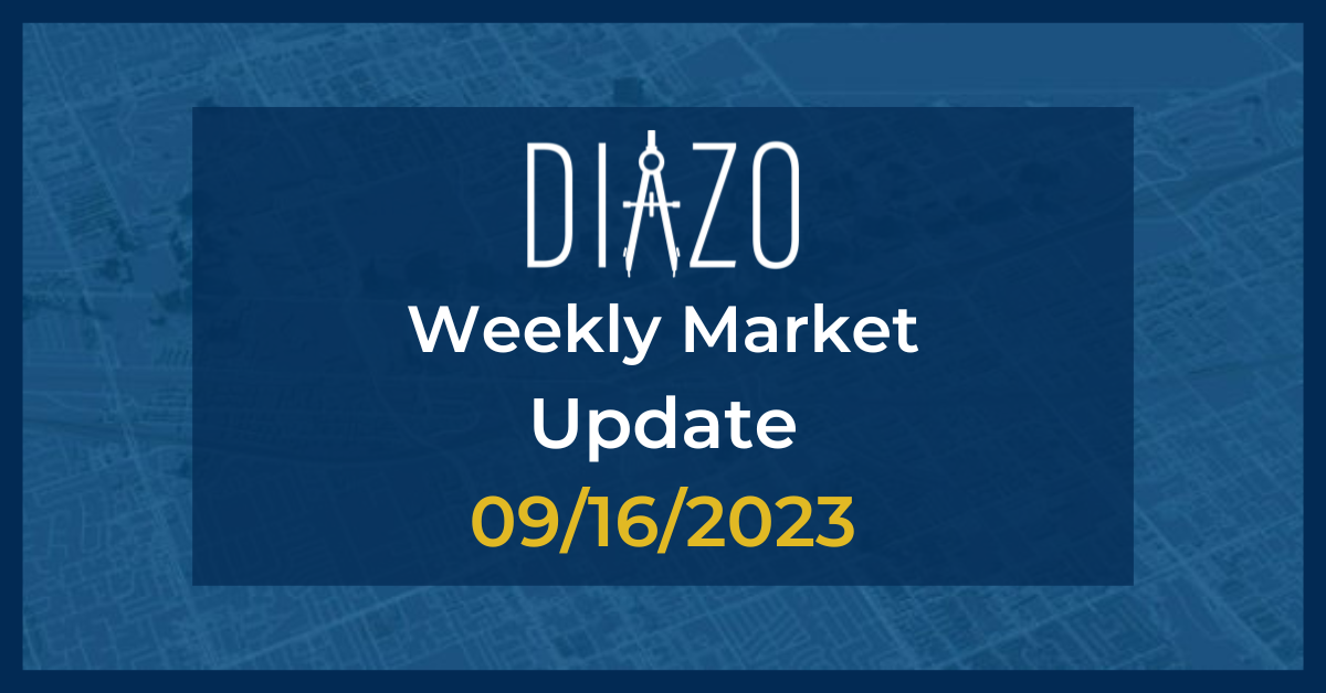 Blueprint image of Las Vegas in background with centered Navy blue box with white Diazo logo and text stating 