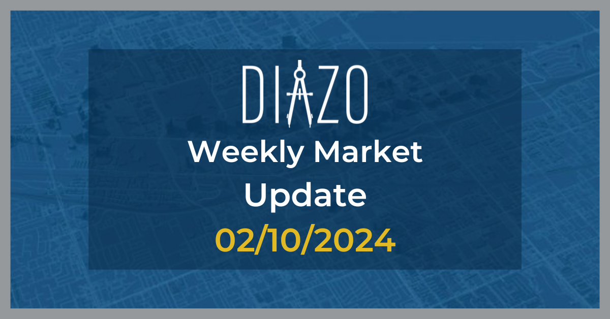 Blueprint image of Las Vegas in background with centered Navy blue box with white Diazo logo and text stating 